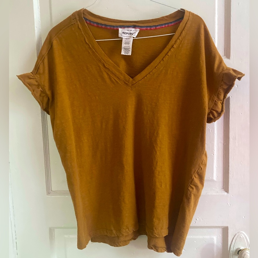 Mustard Yellow V-Neck Women's Top